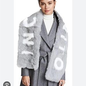 INCOGNITO Eugenia Kim grey rabbit fur scarf shawl wrap NWT